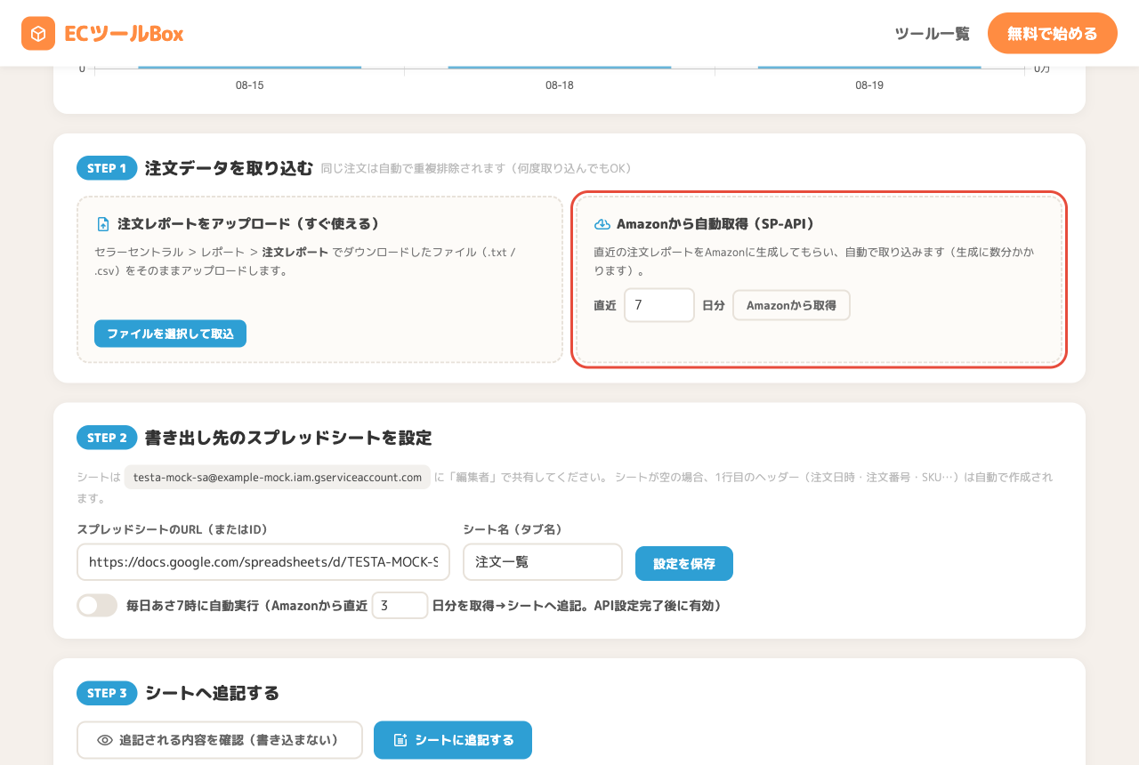 Amazonから自動取得のボックス